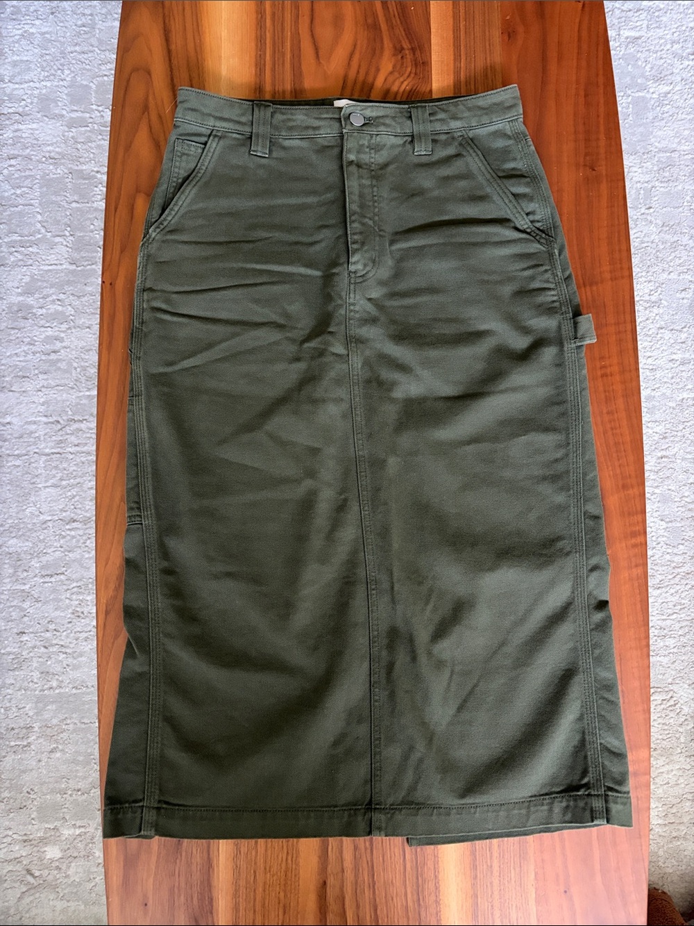 TNA Olive Green Cargo Midi Skirt
